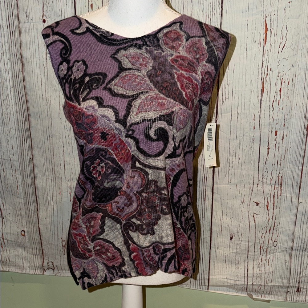 Chico's Purple and Pink Floral Sleeveless Blouse